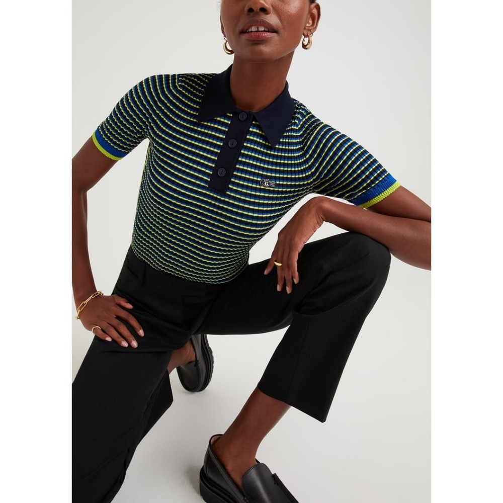 AUTHENTIC LACOSTE X GOOP, WOMEN’S MULTI-COLOR SHORT SLEEVE POLO-SIZE 10 - Picture 12 of 12